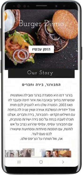 דוגמה לתבנית אתר תדמית למסעדה